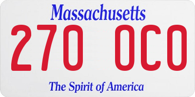 MA license plate 270OC0