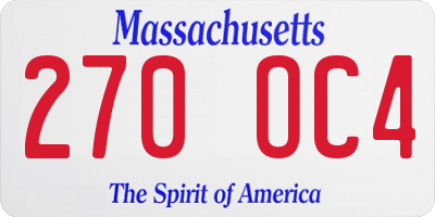 MA license plate 270OC4