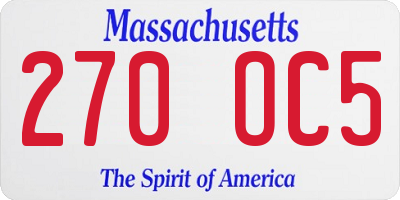 MA license plate 270OC5