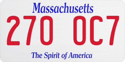 MA license plate 270OC7