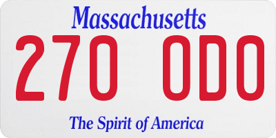 MA license plate 270OD0