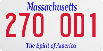 MA license plate 270OD1