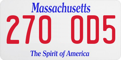 MA license plate 270OD5
