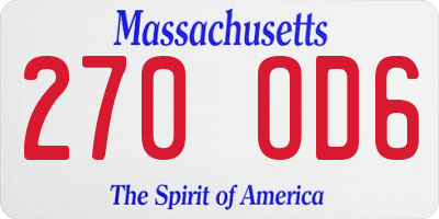 MA license plate 270OD6