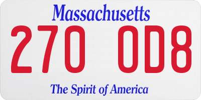 MA license plate 270OD8