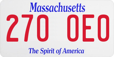 MA license plate 270OE0