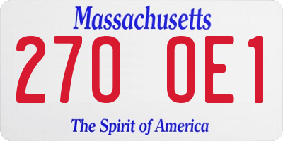 MA license plate 270OE1