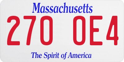 MA license plate 270OE4