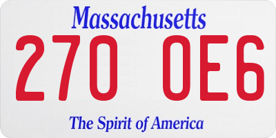 MA license plate 270OE6