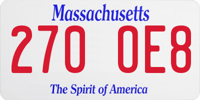 MA license plate 270OE8