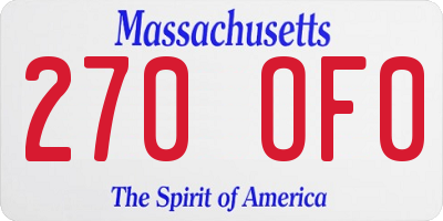 MA license plate 270OF0