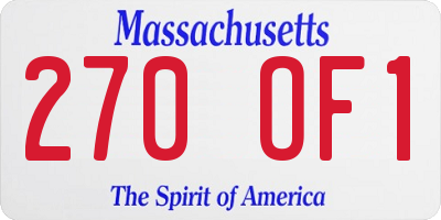 MA license plate 270OF1