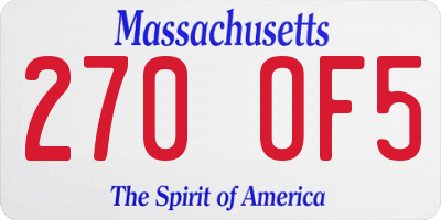 MA license plate 270OF5