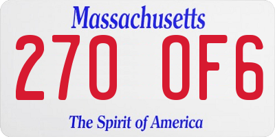 MA license plate 270OF6