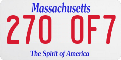 MA license plate 270OF7