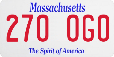 MA license plate 270OG0