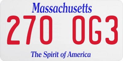 MA license plate 270OG3