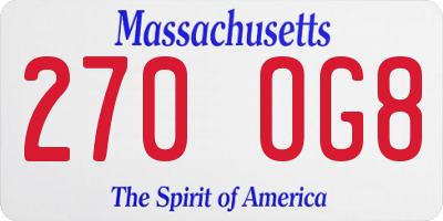 MA license plate 270OG8