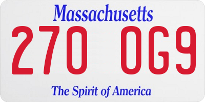 MA license plate 270OG9