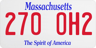 MA license plate 270OH2