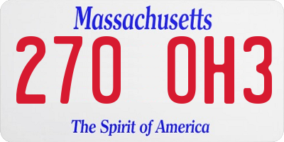 MA license plate 270OH3