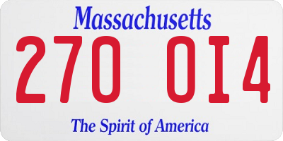 MA license plate 270OI4