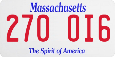 MA license plate 270OI6