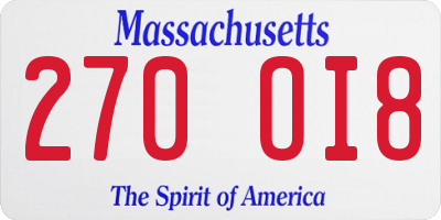 MA license plate 270OI8