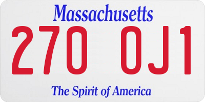 MA license plate 270OJ1