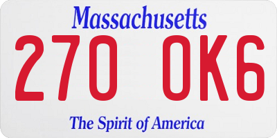 MA license plate 270OK6
