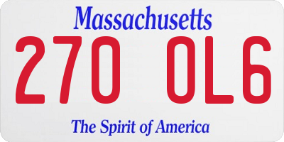 MA license plate 270OL6