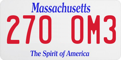 MA license plate 270OM3