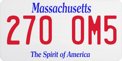 MA license plate 270OM5