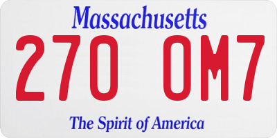 MA license plate 270OM7