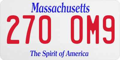 MA license plate 270OM9