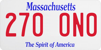 MA license plate 270ON0
