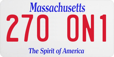 MA license plate 270ON1