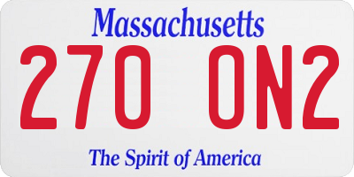 MA license plate 270ON2