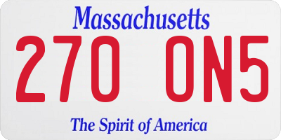 MA license plate 270ON5