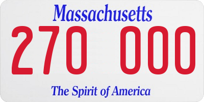 MA license plate 270OO0