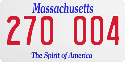 MA license plate 270OO4