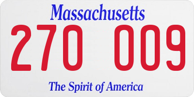 MA license plate 270OO9