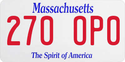 MA license plate 270OP0