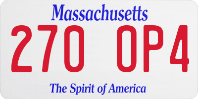 MA license plate 270OP4