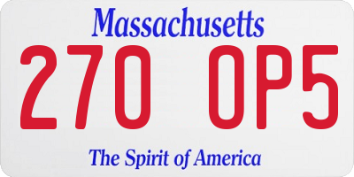 MA license plate 270OP5