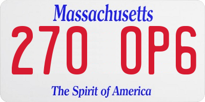 MA license plate 270OP6