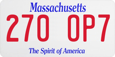 MA license plate 270OP7