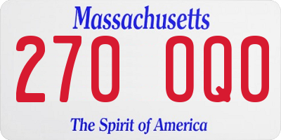 MA license plate 270OQ0