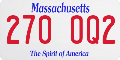 MA license plate 270OQ2