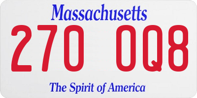 MA license plate 270OQ8